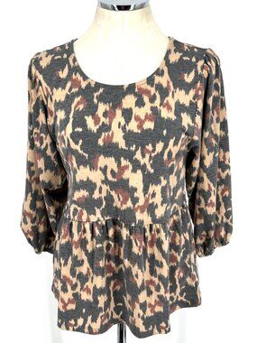 Bobeau Women's Top Sz S Animal Print NWT Camo Gray Beige
